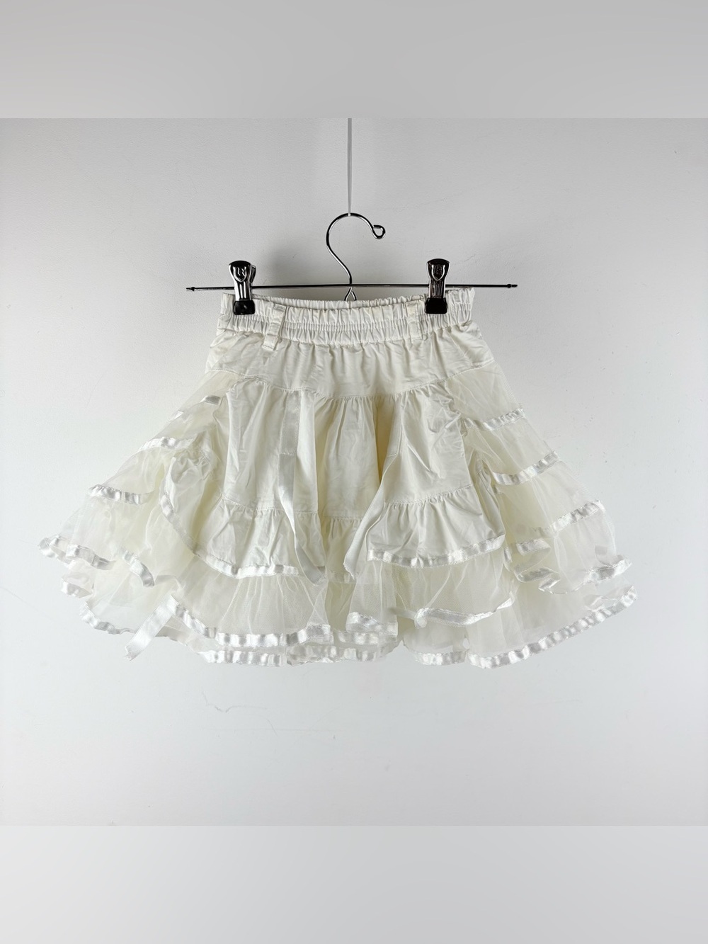 Jottum Dutch White Tiered Ruffle Tulle Skirt Designer Whimsical USA 4 EUR 104